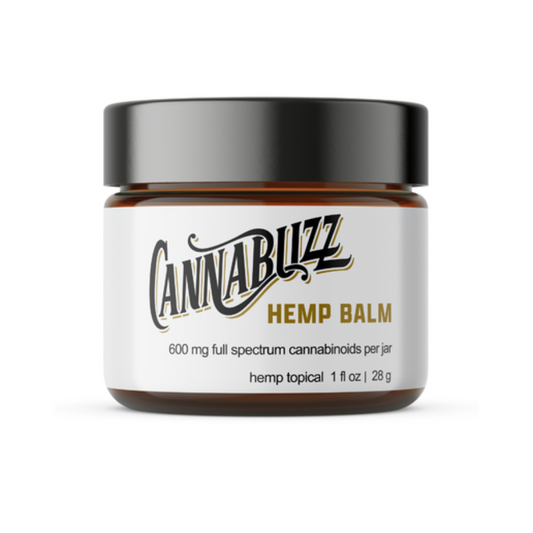 Cannabuzz hemp balm jar on a white background